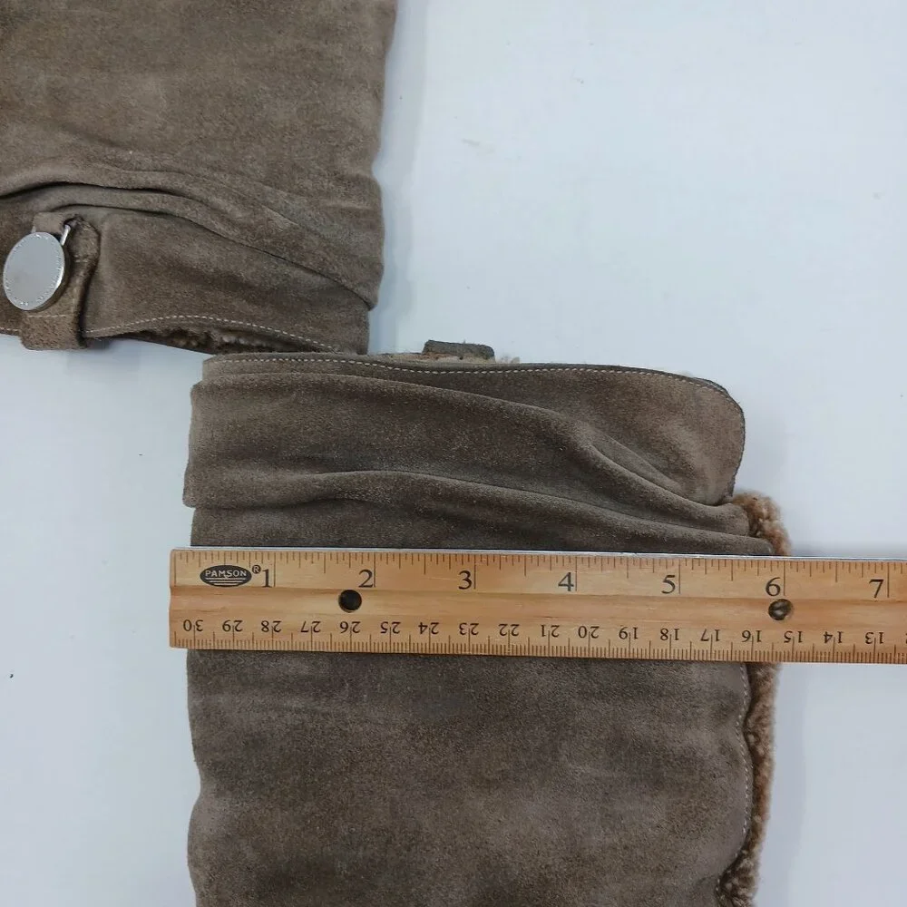 Stuart Weitzman Tan Suede Boots Faux Fur Lining Slouchy Size 8